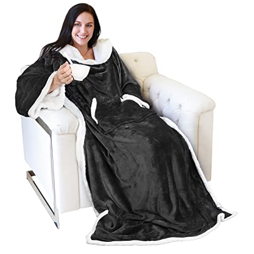 Image of Catalonia Sherpa Wearable Blanket with Sleeves and Kangaroo Pocket