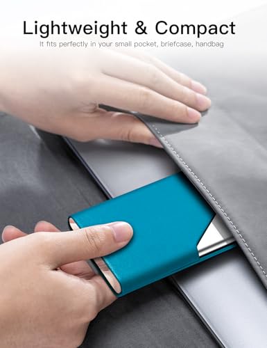Image of Padike Business Card Holder, Upgraded Leather Business Card Case Pocket Card Holders for Men or Women, Metal Slim Name Card Holder RFID Blocking Business Card Carrier with Magnetic Closure(Y-TQ)