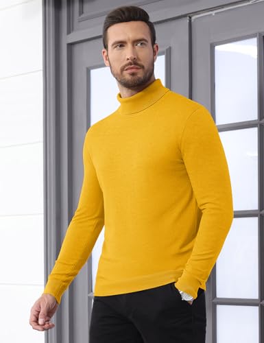 CRYSULLY Men's Turtleneck Sweaters Long Sleeve Knitted Lightweight Casual Pullover Sweater Fall Winter Spring2