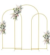 Asee'm Wedding Arch Backdrop Stand Set of 3 (7.2FT, 6.6FT, 6FT) Gold Metal Arched Frame for Cerem...