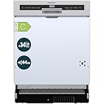 homeX Geschirrspüler 60 cm, Spülmaschine teilintegrierbar - 14 Maßgedecke, 7 Programme, AquaStop, Besteckschublade, 44 dB, Startvorwahl, Automatische Türöffnung, Einbaugeschirrspüler teilintegriert