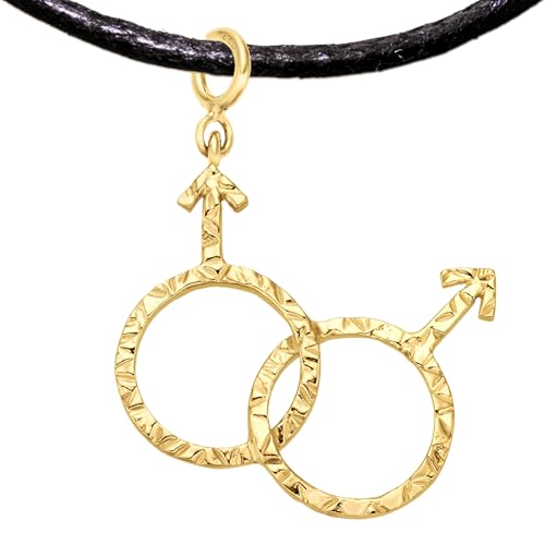 Colgante Charms LGBTQ+ Regalo para Gays con Collar de Algodón, Amuleto de la Suerte para Gays, Plata 925 - Ideal como regalo para hombres (Joyería de plata gay, chapado en oro)