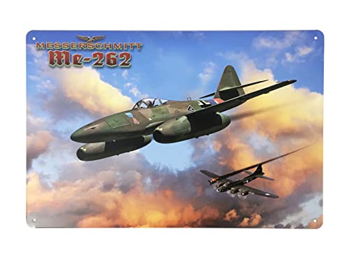 FEENOMENN Plaque Métal Déco Vintage - Avion Guerre Allemand - Messerschmitt ME 262 Schwalbe (20x30cm)