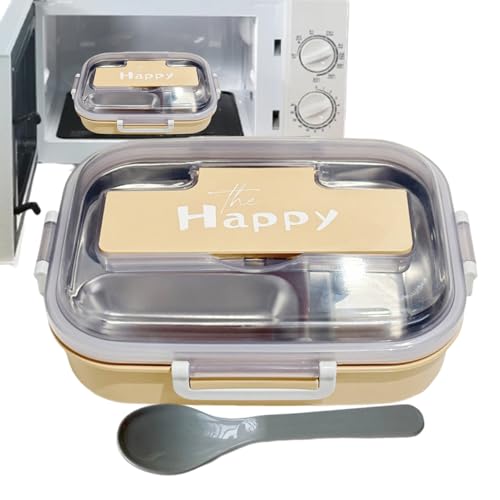 Xijobido Boîte Repas Enfant - Boîtes Repas Inox avec Couvercles et Couverts | Boîte Aliments 3 Compartiments Étanche pour École Garderie Pique-nique Voyage