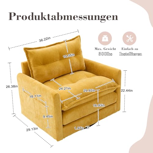 Sillón Plegable Chenille Mostaza miniatura 2