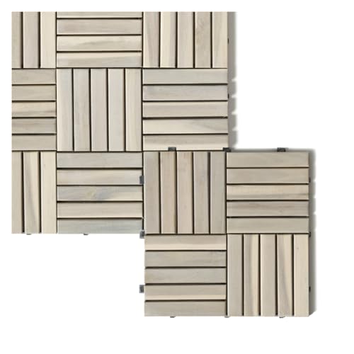 iWerk® – Holzfliesen Akazie 30 x 30 cm | 10er Set Balkonfliesen wetterfest mit EASY KLICKSYSTEM | Robuste Bodenfliesen für Terrasse, Balkon & Garten | Geschmackvoller Bodenbelag | Akazie Cocos