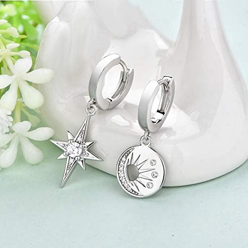 Starchenie Sun Moon Star Hoop Earrings 925 Sterling Silver Gift for Women