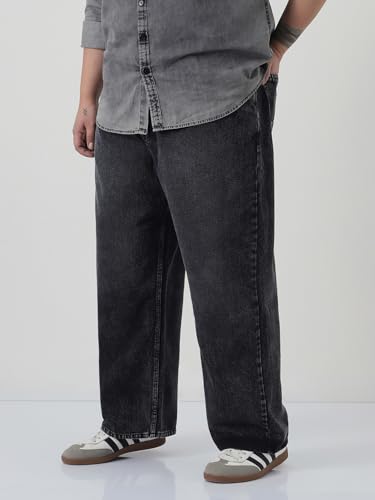 Image of Urbano Plus Men's Loose Baggy Fit Heavy Washed Jeans Non-Stretchable