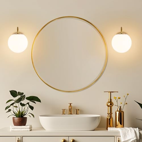 Image of Vintage Brushed Gold Bathroom Wall Sconces, Include G9 bull, 2-Pack