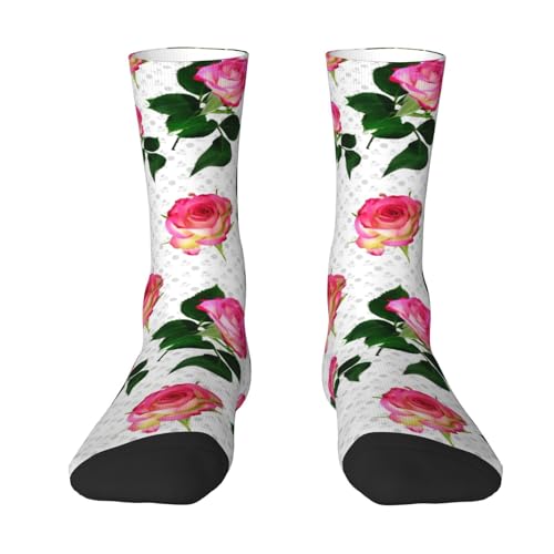 EujGvboU Calzini con orso d'ape, calzini casual, divertenti e unisex, idea regalo per donne, uomini, adolescenti e adulti, Bellissimo fiore di rosa, Taglia unica