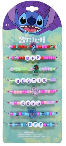 HER Stitch Character Beaded Friendship Bracelets for Kids 8 Pack Ages 3+