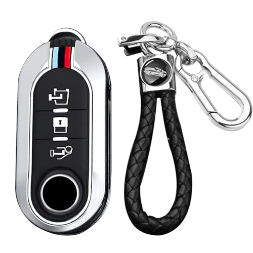 Boîtier clé Fiat 500 3 boutons en zinc et TPU haute densité