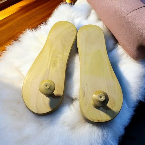 Image of Plain Wooden Khadau Chappal for Men & Women | Natural Wood Paduka Slippers for Pooja, Mandir & Spiritual Use | Handmade Traditional Footwear (Size: 10 Inch)