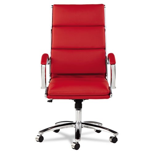 Alera Alenr4139 Alera Neratoli Series Highback Swivel/Tilt Chair, Red Soft Leather, Chrome Frame #TOP1