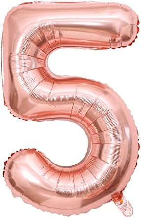 Colourful Number Balloons, 40inch Large Rainbow Number 5 Balloon Foil Mylar Helium Birthday Balloons for Birthday Party Decoration (Rainbow, Number 5)