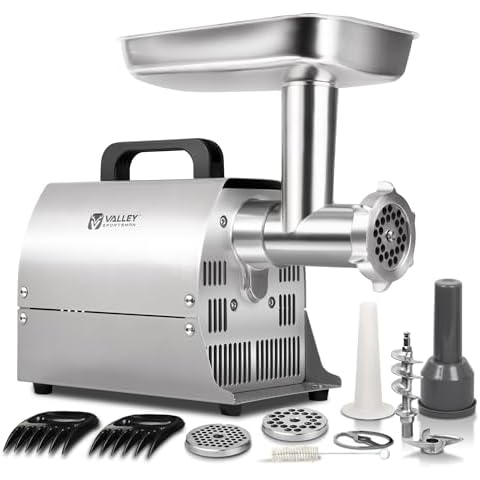 Valley Sportsman #8 Stainless Steel Electric Meat Grinder, 0.4 HP 300W, Powder Coating, Copper Motor, Heavy Duty Industrial Meat Grinder, Ideal for Commercial and Regular Use Cover