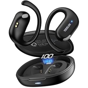 Open Ear Earbuds Bluetooth 5.4: 50H Playtime, 16.2mm Drivers, Open Ear Headphones with Earhooks, IPX6, Digital Display, Touch Control, Clear Calls, Comfort-Fit for Running, Cycling, Workouts