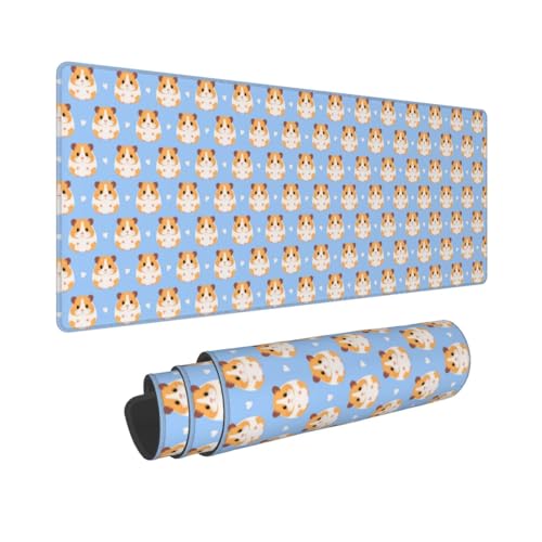 Alfombrilla de teclado grande para evitar resbalones, alfombra de escritorio de hámster adorable