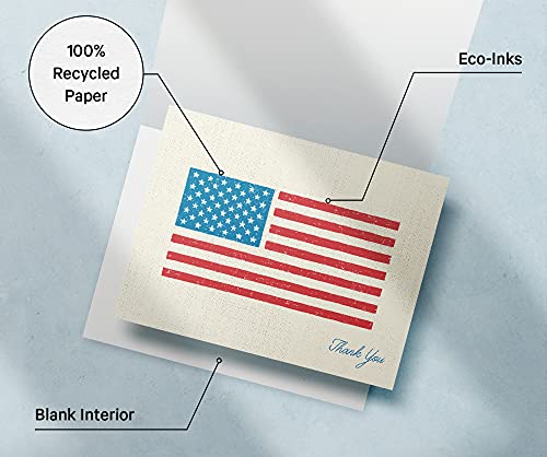 Image of Twigs Paper Patriotic Thank You Cards, 24 American Flag Blank Note Cards