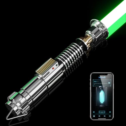 Upgrade XRGB3.0 Smooth Swing Motion Control Light Saber 16 Sound Fonts Light Saber Infinite Color Changing Rechargeable Metal Hilt Support Heavy Dueling Luke V2 Light Sabers with Stand Toy Tool