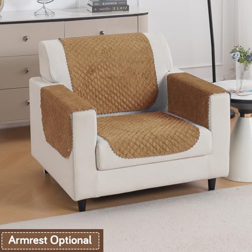 Image of HOKIPO Quilted Sofa Cover for 1 Seater for Seat & Back, 'Quilt Classic' Golden (IN-925-GLD*2)