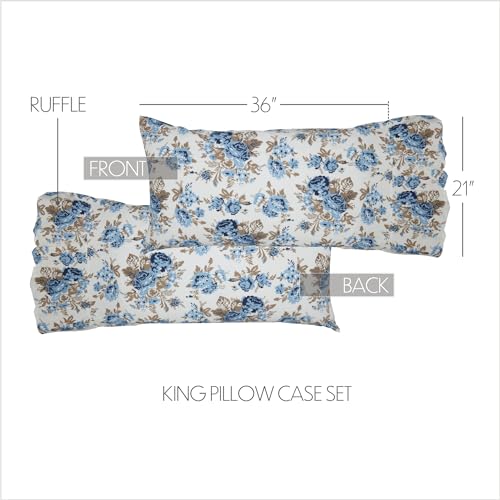 VHC-Brands-Annie-Blue-Floral-King-Pillow-Case-w-8-Ruffle-Set-of-2-Vintage-Farmhouse VHC Brands Annie Blue Floral King Pillow Case w 8 Ruffle Set of 2 Vintage Farmhouse