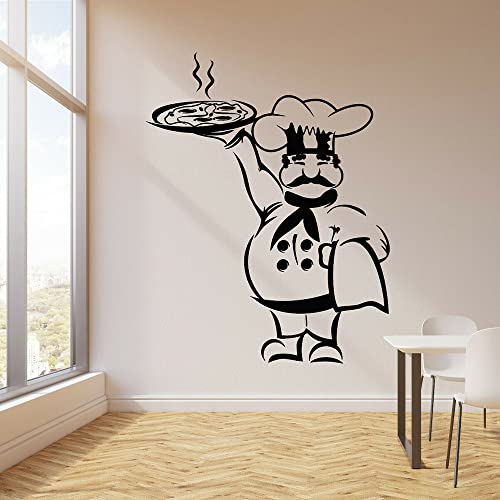 Yushuo Sports Wall Sticker Cool Pizza Restaurant Chef Vinyl Wall Decals Kitchen Cooking Stickers Wall Decoration Murals Removable 56X71 Cm #TOP22