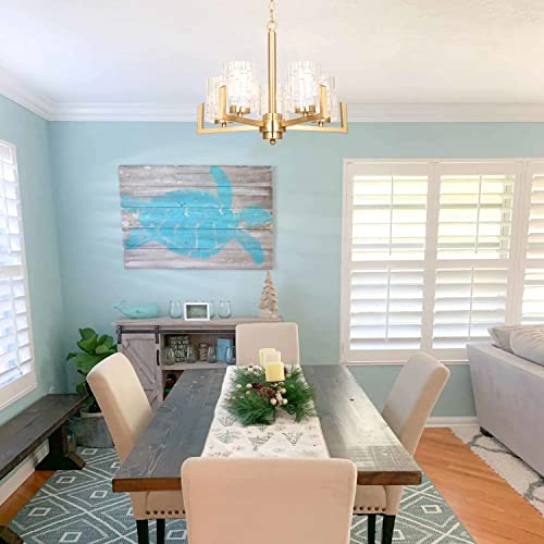 ALICE HOUSE 19.3" Dining Room Chandeliers, Brushed Brass Contemporary Coastal Lighting Fixture for Kitchen, Bedroom, Entryway, ETL Listed, AL2218-H5