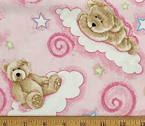1/2 Yard - Teddy Bears on Pink Cotton Fabric (Great for Quilting, Sewing, Craft Projects, Quilts, Throw Pillows & More) 1/2 Yard X 44" Wide