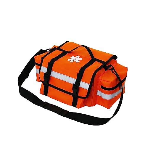 Portable First Aid Bag Empty,Rescue Emergency Bag,EMS EMT Trauma Bag Empty,Medical Bag with Reflective Strips,Great for Rescue Squads,Responder Emergency(Orange)