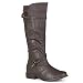 Journee Collection Womens Regular Sized and Wide-Calf Ankle-Strap Buckle Knee-High Riding Boot