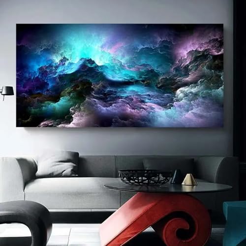 Tableau abstrait coloré XINBAO avec nuages bleus pour la décoration d'un salon moderne 40x80 cm