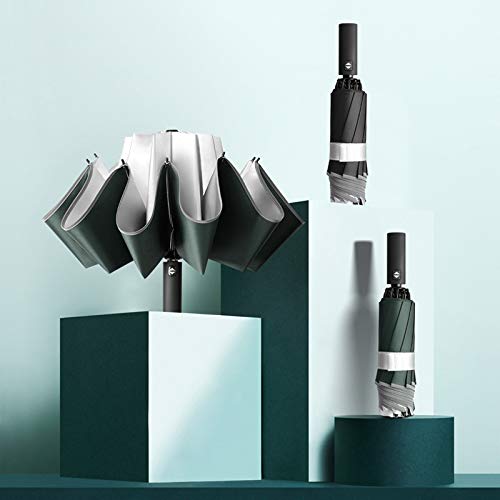 eexbz Umbrellas for Rain Ten-Bone Umbrella Business Men and Women Car Folding Reverse Umbrella Strong Umbrella for Wind and Rain(H)