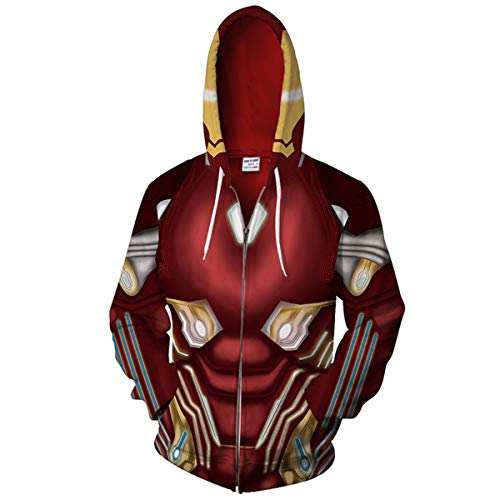 WKDFOREVER 3D Captain Fashion Cosplay Hoodie Jacket Costume (X-Small, Iron Man 4)