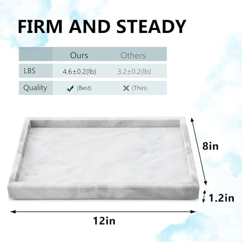 image for Zilukar Real Natural Marble Tray for Bathroom, Vanity, Kitchen and Des