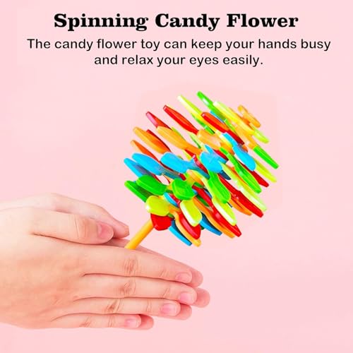 Image of Mgat Shop Spinning Candy Flower Toy for Kids - Lollipop Shaped Hand Spinner - Twisting and Rotating Colorful Flower - Stress Buster Gift for Creative - Color As Per Stock
