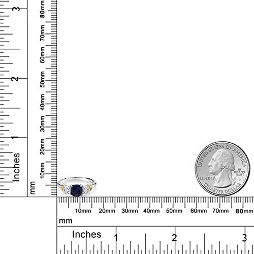 Two-Tone Gemstone Birthstone and White Moissanite 3-Stone Engagement Ring for Women | 925 Silver and 10K Yellow Gold | Cushion Cut 6MM and 4MM | Fine Jewelry for Wedding Anniversary | Sizes 5-94