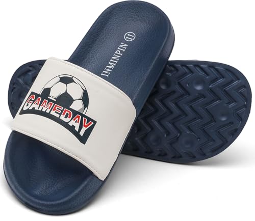 Image of INMINPIN Kids Boys Girls Ball Sprots Slides Sandals Ultra Comfortable Beach Pool Shower Shoes House Slide Indoor Outdoor for Sports Fan