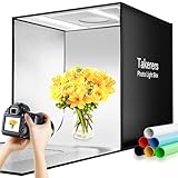 Photo Light Box Photography, Takerers Bi-Color Dimmable 24 x 24 inch Background Studio Shooting Tent Kit, 6 Color Backdrops, Foldable Picture Lightbox, 3000-5600K Lighting Booth
