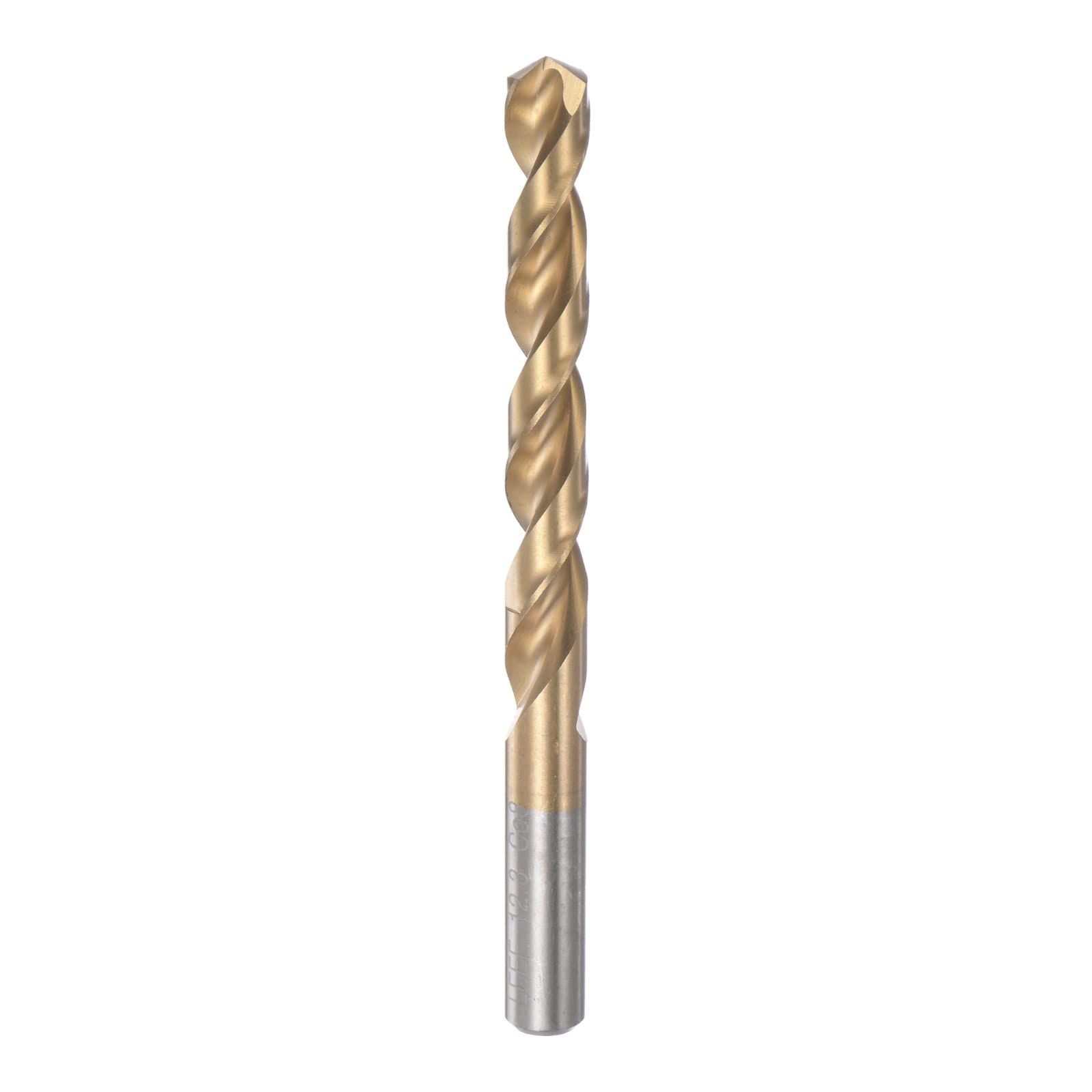 HARFINGTON Twist Drill Bit 12.3mm Titanium Coated (HSS-E) M42 High Speed Steel 8% Cobalt Straight Shank for Stainless Steel Aluminum Alloy Metal