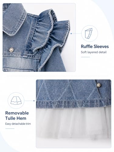 Image of WELAKEN Girls Denim Jackets - Trendy Button-Up Outerwear for Kids