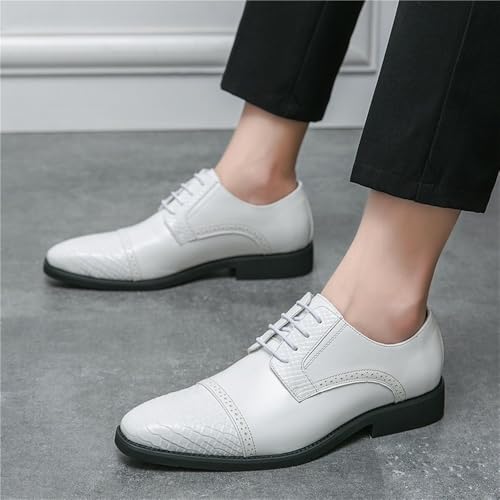Mens Lace up Large Size White Leather Dress Shoes Spring Autumn Business Casual British Office Wedding Formal Oxford Shoes2