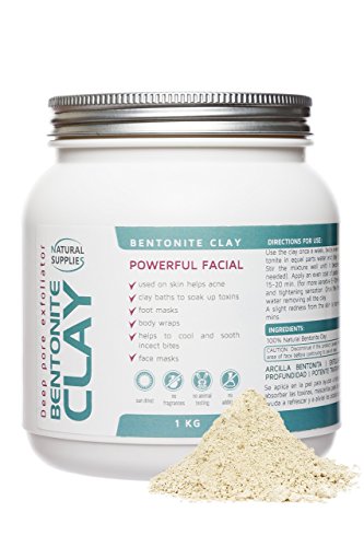 Bentonite Clay 1kg Aztec Indian Healing Clay Deep Pore Cleansing 100% Pure Bentonite Clay | Deep Skin Pore Cleansing, Detoxifying and Revitalization. (1 Kg)