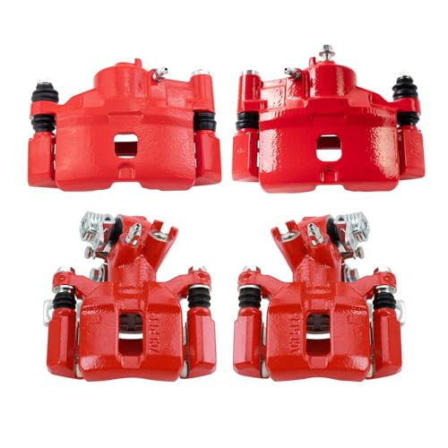 Image of TRQ Performance Front and Rear Brake Caliper Set Coated Brackets Compatible with 1992-1993 1999-2000 Honda Civic 1993-1997 Honda Civic del Sol