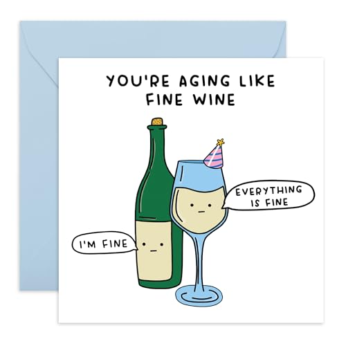 Central 23 - Carte d'anniversaire sarcastique pour eux – Carte humoristique « Aging Like Fine Wine » pour couples, femmes, hommes, maman, papa, oncle, tante, frère, sœur, amis, lui, elle, parents – Vieux – Livré
