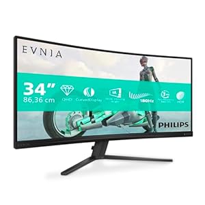 Philips 34M2C3500L 34 Zoll UW-QHD-Monitor, Curved, 180 Hz, schnelles VA-Panel, 0.5 ms MPRT, Adaptive Sync, HDR10, FreeSync Premium, (3440 x 1440, 2 x HDMI 2.0, DP 1.4), Dunkel grau