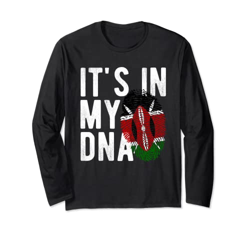 Huella dactilar con la bandera de Kenia It's in my DNA Manga Larga