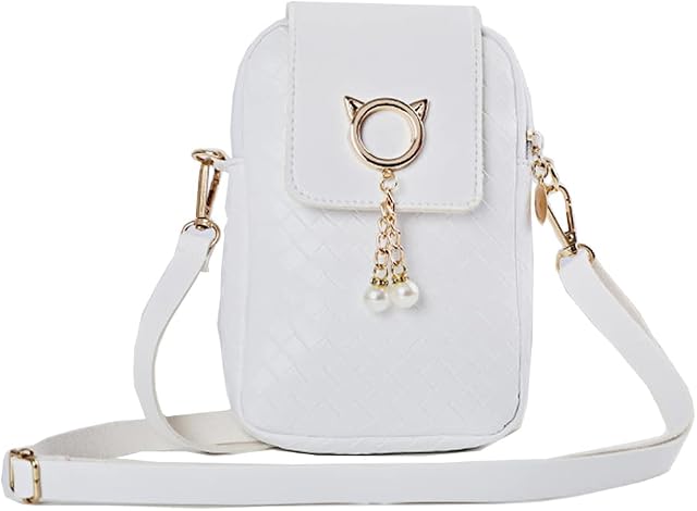 Womens Mini Crossbody PU Cellphone Shoulder Bag, Ladies Zipper Phone Purse Smart Wallet Mobile Phone Bag with Adjustable Shoulder Strap for Travel Shopping Outing Work Strolling