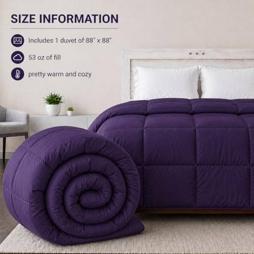 Image of Luxury Hotel Collection Cotton Comforter | All-Season Lightweight Quilt for Hot Sleepers | Plush, Breathable & Box-Stitched (Twin /Twin XL) Purple