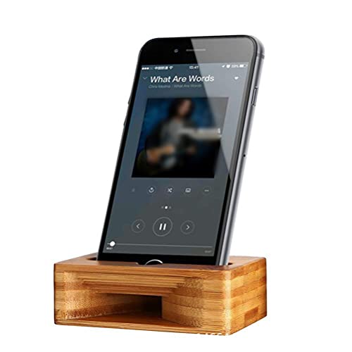 STOBOK Cell Phone Stand Amplifier,Phone Stand with Sound Amplifier Natural Wooden Desktop Mobile Phone Holder - Image 2